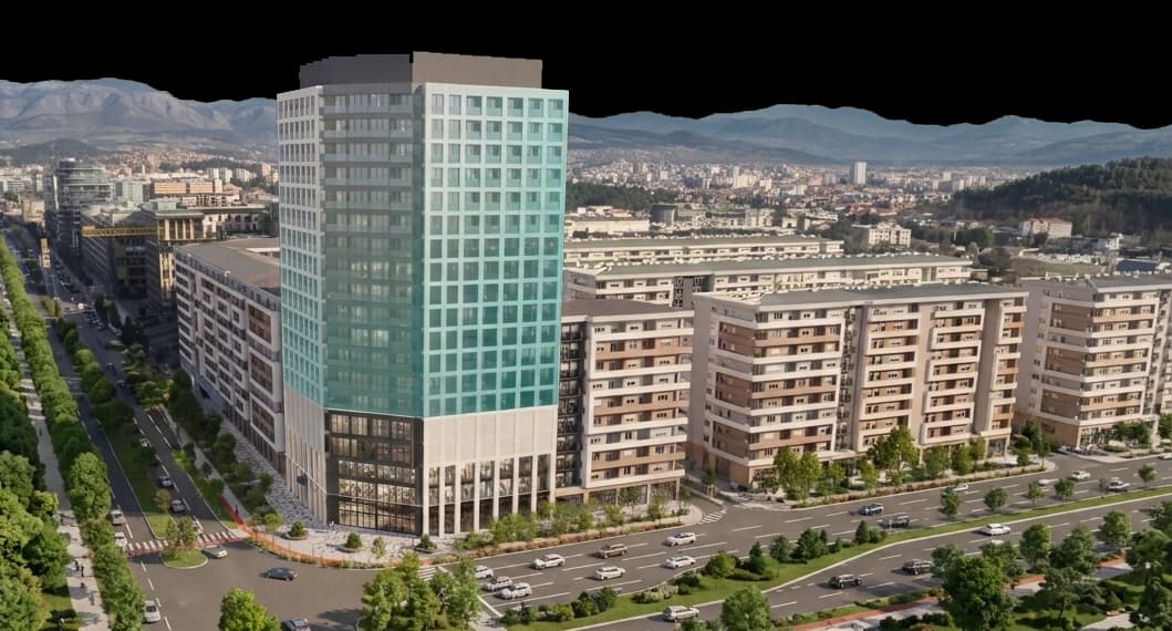 3D i 2D pregled cijelog kompleksa — odabir zgrade i garaža